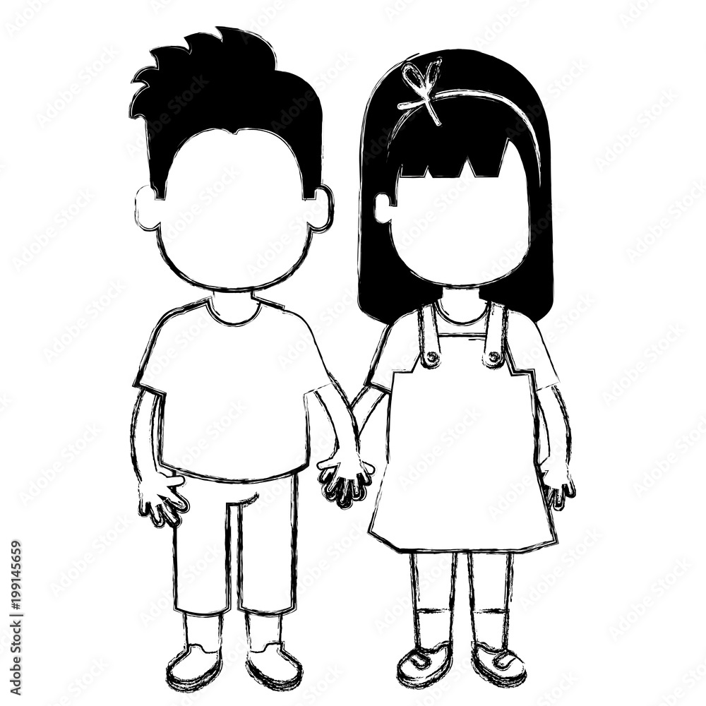 happy little couple characters vector illustration design happy little couple characters vector illustration design