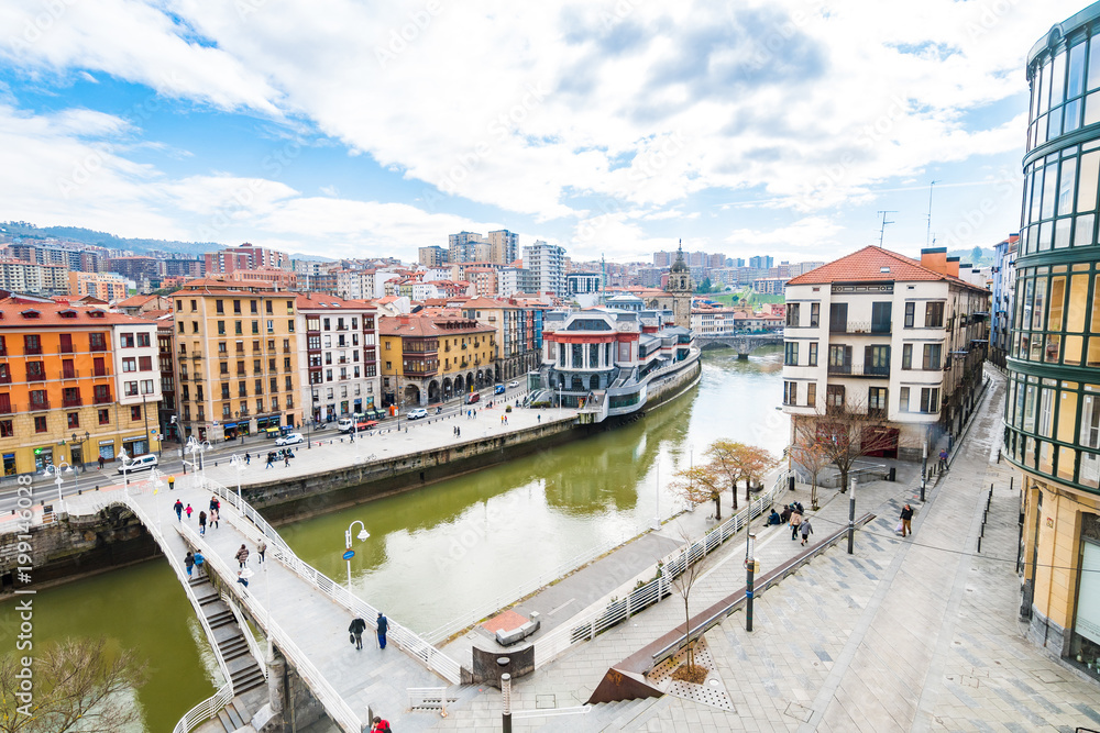 panoramic view of bilbao old town, Spain