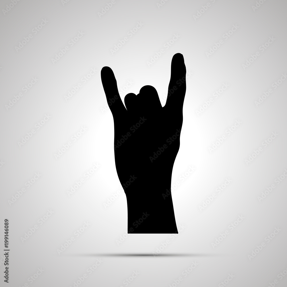Black silhouette of hand in corna gesture on white Black silhouette of hand in corna gesture on white