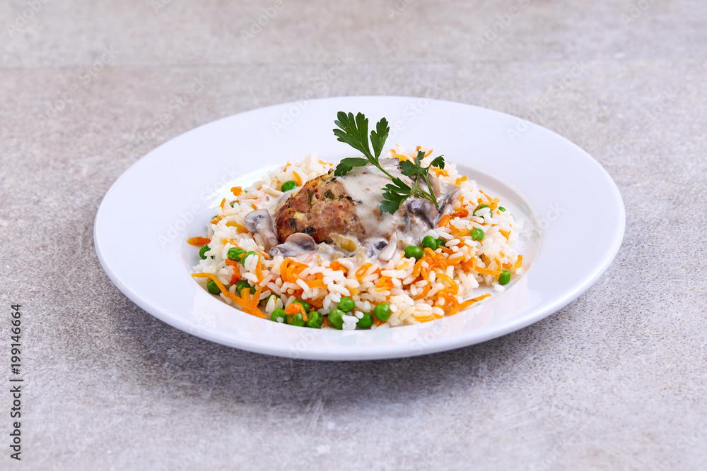 rice with vegetables and meatball rice with vegetables and meatball