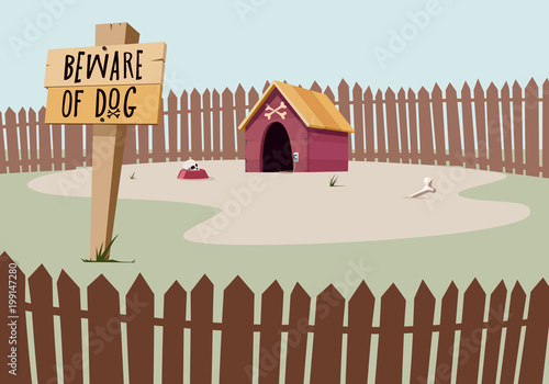 Mad dogs house with warning plate