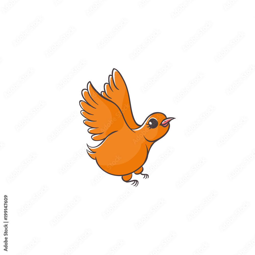 Flat cartoon vector illustration on flying bird imitating a kid, child  drawing, isolated on white background. Stylized, simple, naive hand drawing  of cute little flying bird Stock Vector | Adobe Stock