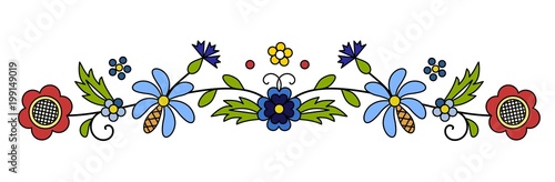 Traditional, modern Polish - Kashubian floral folk decoration vector