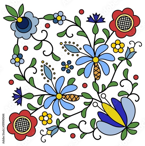 Traditional, modern Polish - Kashubian floral folk decoration vector photo