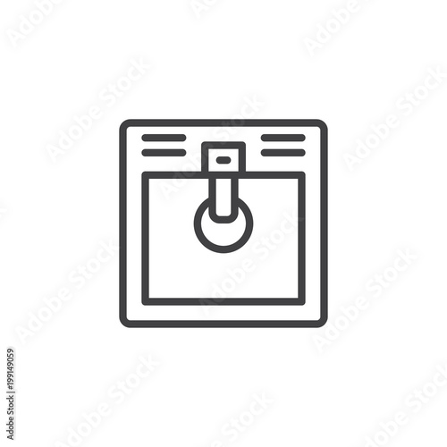 Sink top view outline icon. linear style sign for mobile concept and web design. Washbasin simple line vector icon. Symbol, logo illustration. Pixel perfect vector graphics
