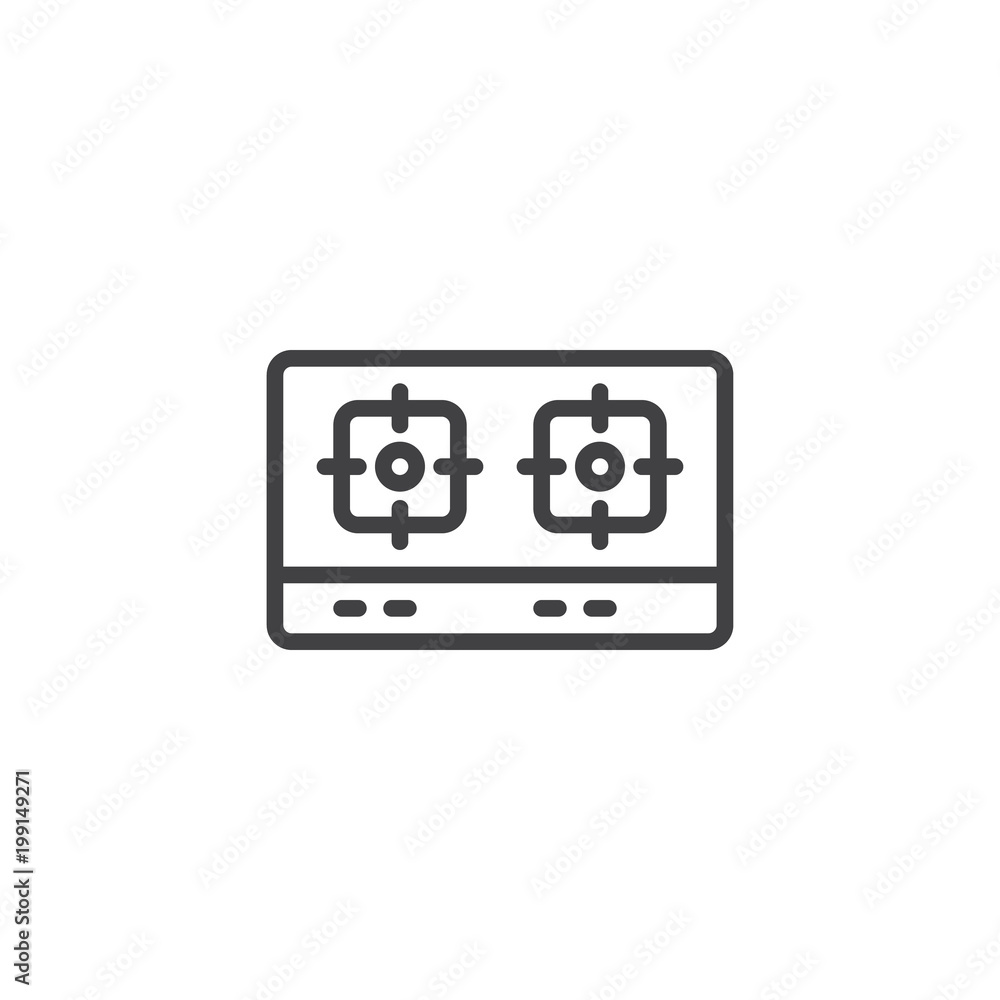 Gas stove top view outline icon. linear style sign for mobile concept and web design. Dual head stove simple line vector icon. Symbol, logo illustration. Pixel perfect vector graphics Gas stove top view outline icon. linear style sign for mobile concept and web design. Dual head stove simple line vector icon. Symbol, logo illustration. Pixel perfect vector graphics