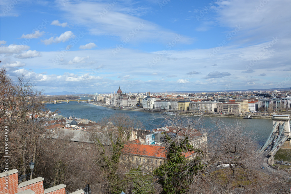 View on Budapest with the river Danube from the palace