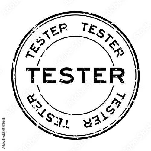 Grugne black tester word round rubber seal stamp on white background