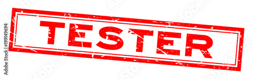 Grugne red tester word square rubber seal stamp on white background