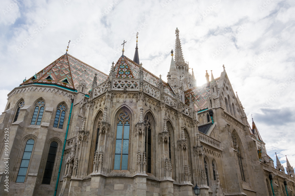 The Matthias church at the Fishermans bastion in Budapest The Matthias church at the Fishermans bastion in Budapest