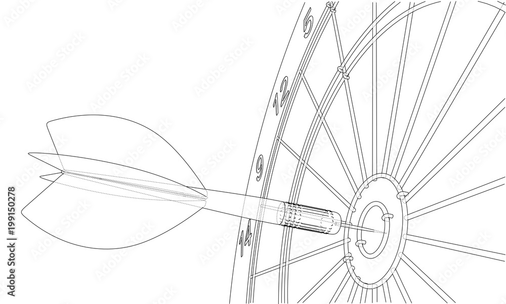 Arrow in target. 3d illustration