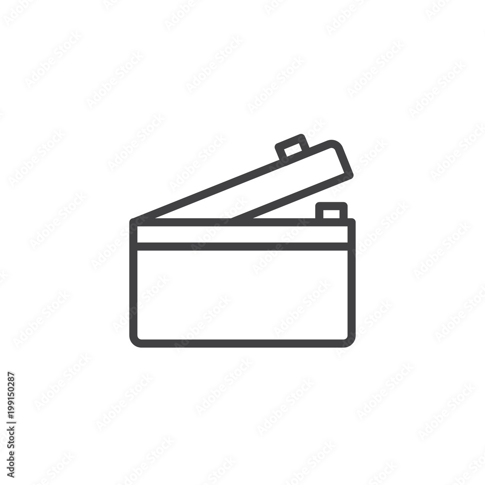 Refrigerator with open door, top view outline icon. linear style sign for  mobile concept and web design. fridge simple line vector icon. Symbol, logo  illustration. Pixel perfect vector graphics Stock Vector