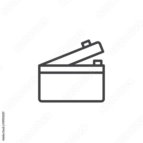 Refrigerator with open door, top view outline icon. linear style sign for mobile concept and web design. fridge simple line vector icon. Symbol, logo illustration. Pixel perfect vector graphics