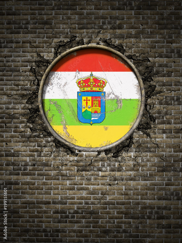 Old La rioja flag in brick wall Old La rioja flag in brick wall