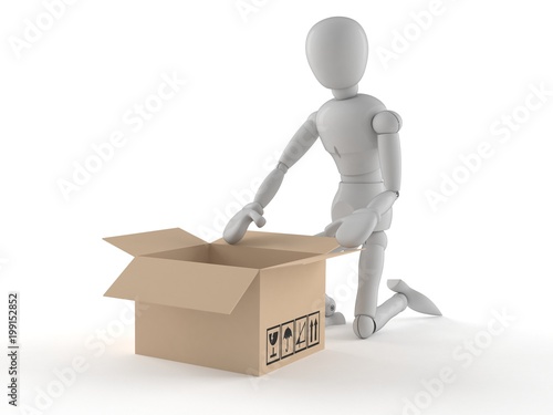 White dummy with open box