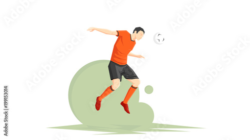 Creative abstract soccer player. Soccer Player Kicking Ball. Flat Vector illustration