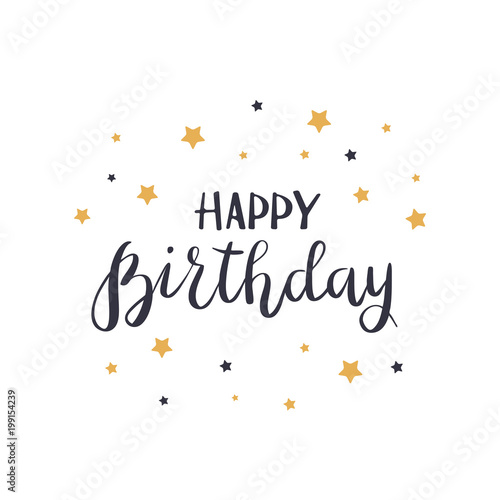 Canvas Print Lettering Happy Birthday with stars