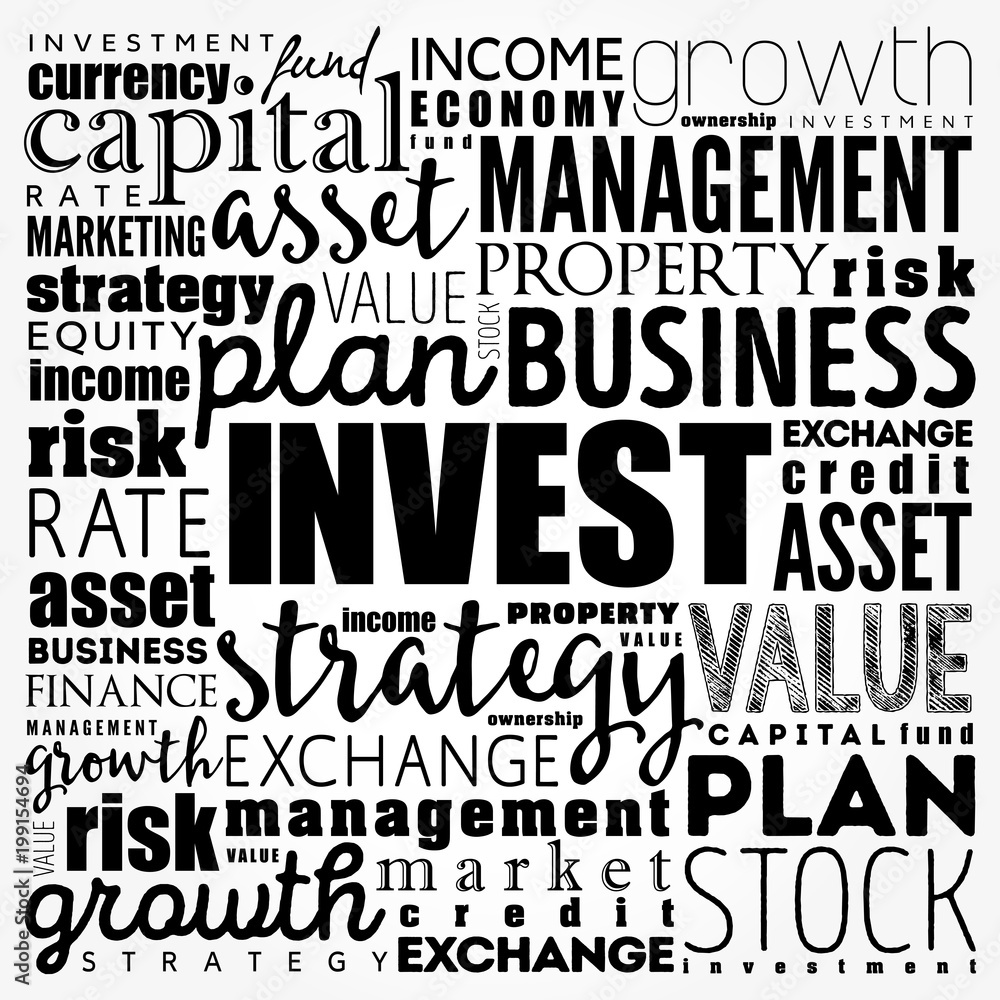 Obraz premium Invest word cloud collage, business concept background