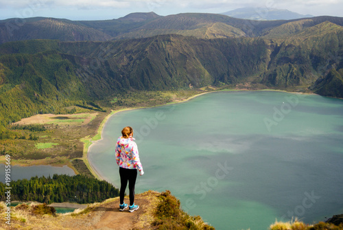 Free hiker in Lagoa do Fogo, San Miguel, Azores islands