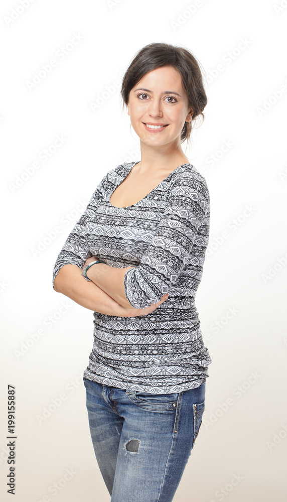 Nice woman with sincere smile crossing her hands Nice woman with sincere smile crossing her hands