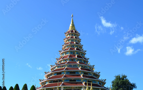Beautiful Chinese pagoda at Hyuaplakang temple in Chiang Rai, Thailand photo