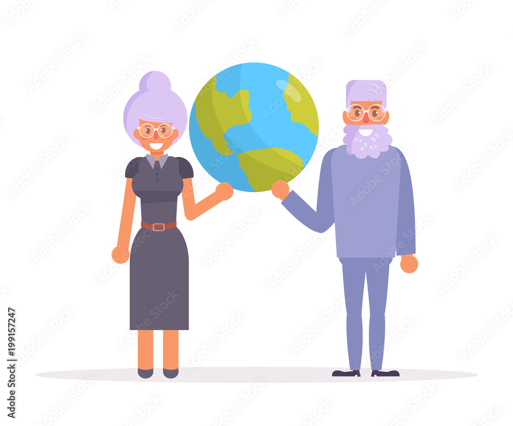 Grandma and grandpa. Earth day Vector Grandma and grandpa. Earth day Vector