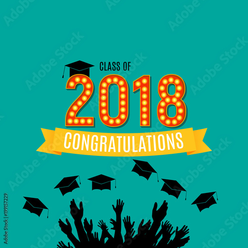 Congratulations on Graduation 2018 Class Background Vector Illustration