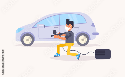 Car painting Airbrush Vector. Cartoon.
