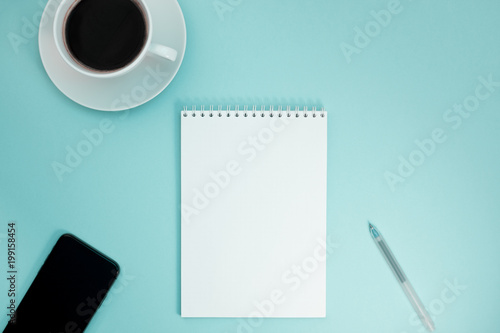 Creative flat lay photo of workspace desk