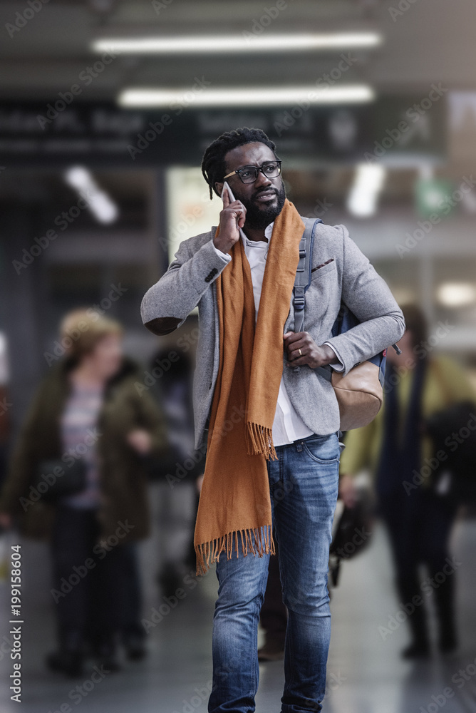 Fototapeta premium Businessman in the Train Station.