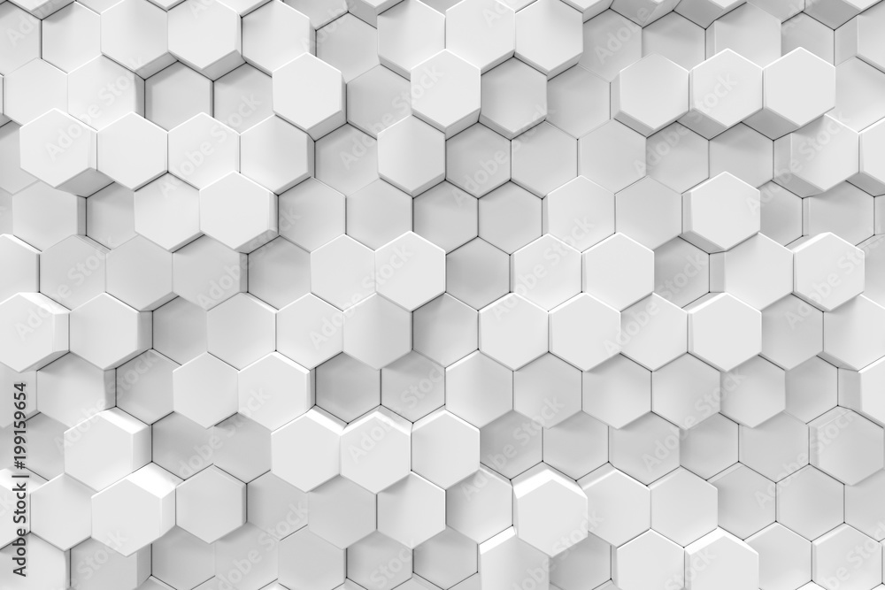 White geometric hexagonal abstract background, 3d rendering White geometric hexagonal abstract background, 3d rendering