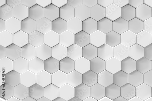 White geometric hexagonal abstract background, 3d rendering © rost9