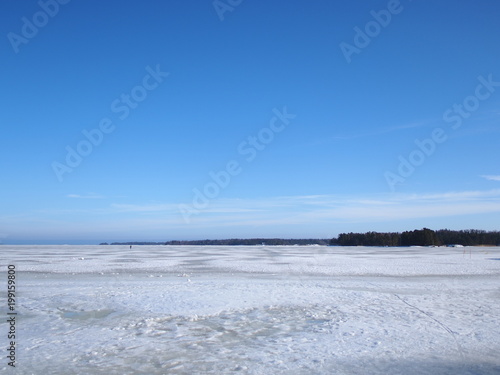 Frozen sea and blue sky