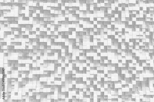 White geometric cube, cubical, boxes, squares form abstract background. Abstract white blocks. Template background for your design, 3d rendering