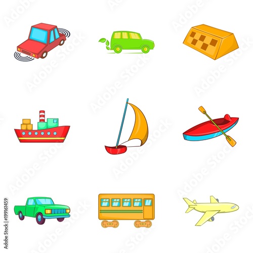 Shipment icons set, cartoon style