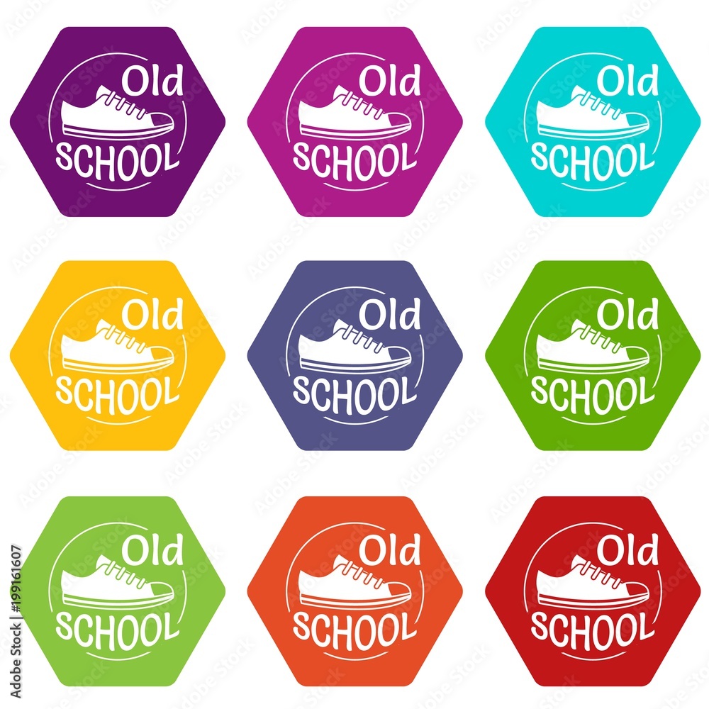 Old school icons set 9 vector