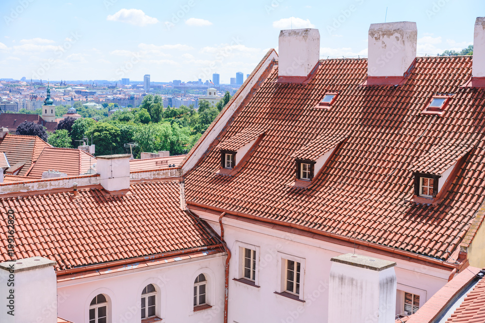 view over the rooftops of the old town in Prague