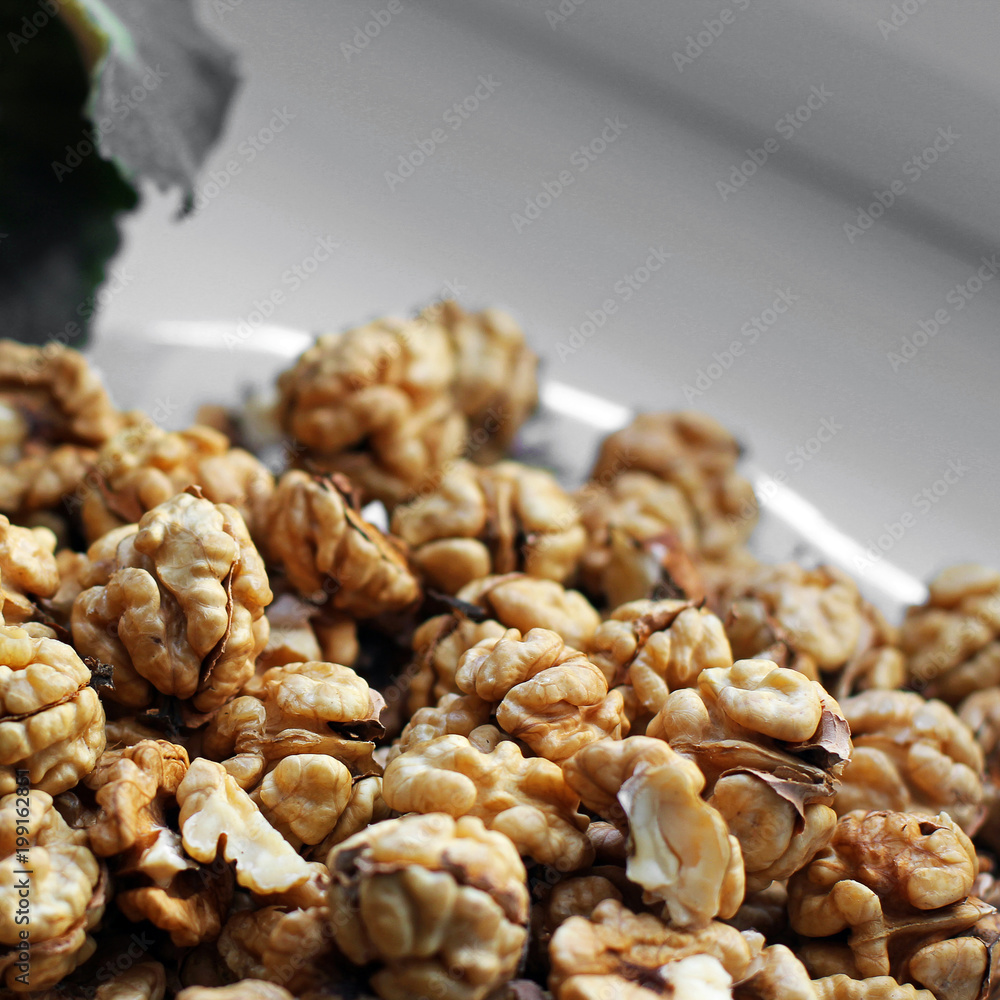 Walnut. Nuts on a plate Walnut. Nuts on a plate