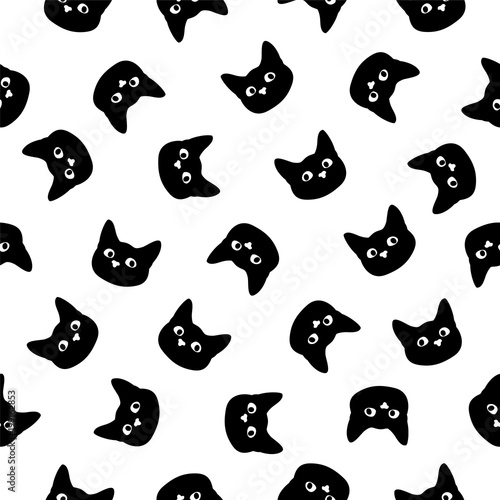 Seamless patten. Black cat muzzle
