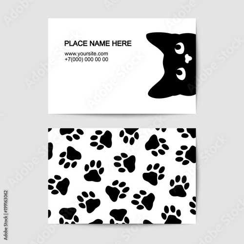 Visit card with cat and paws