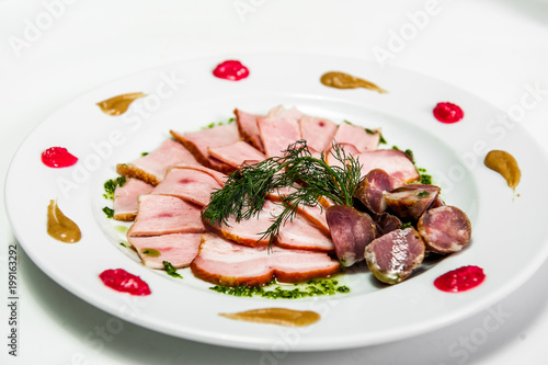 meat plate with mustard and greens