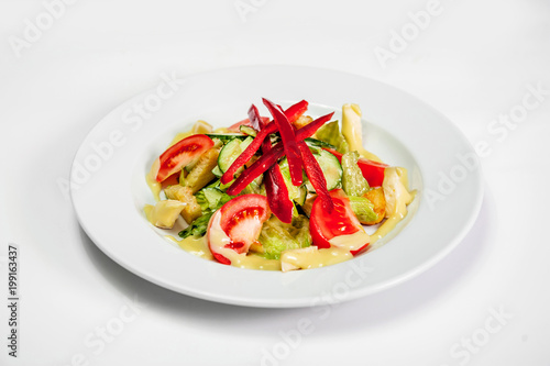vegetable salad on a plate with cheese