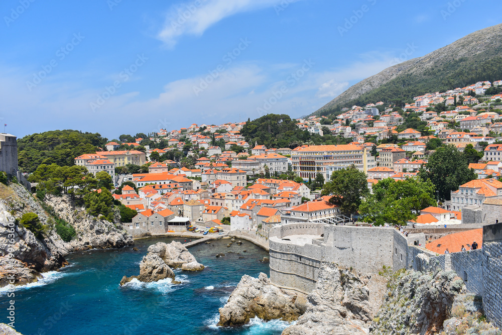 aerial view on coast and old town in Dubrovnik Croatia 