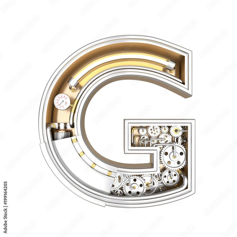 Mechanic alphabet ,letter G on white background with clipping path. 3D ...