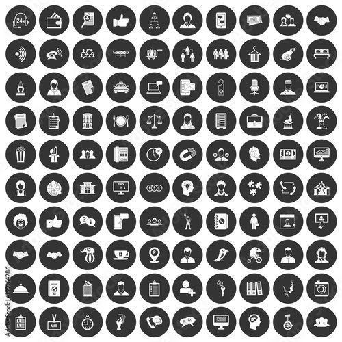 100 coherence icons set black circle