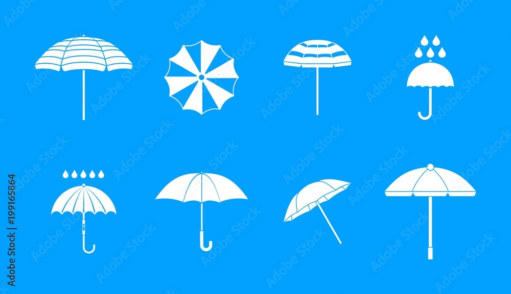 Umbrella icon blue set vector