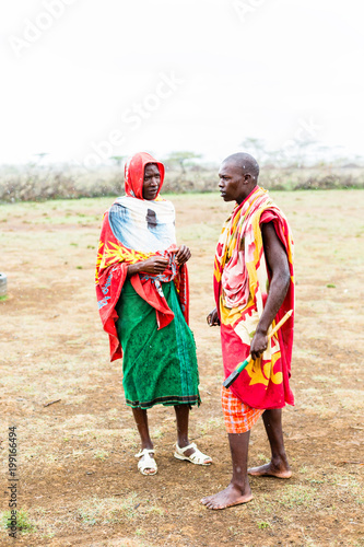 Two Massai tribe men walking together