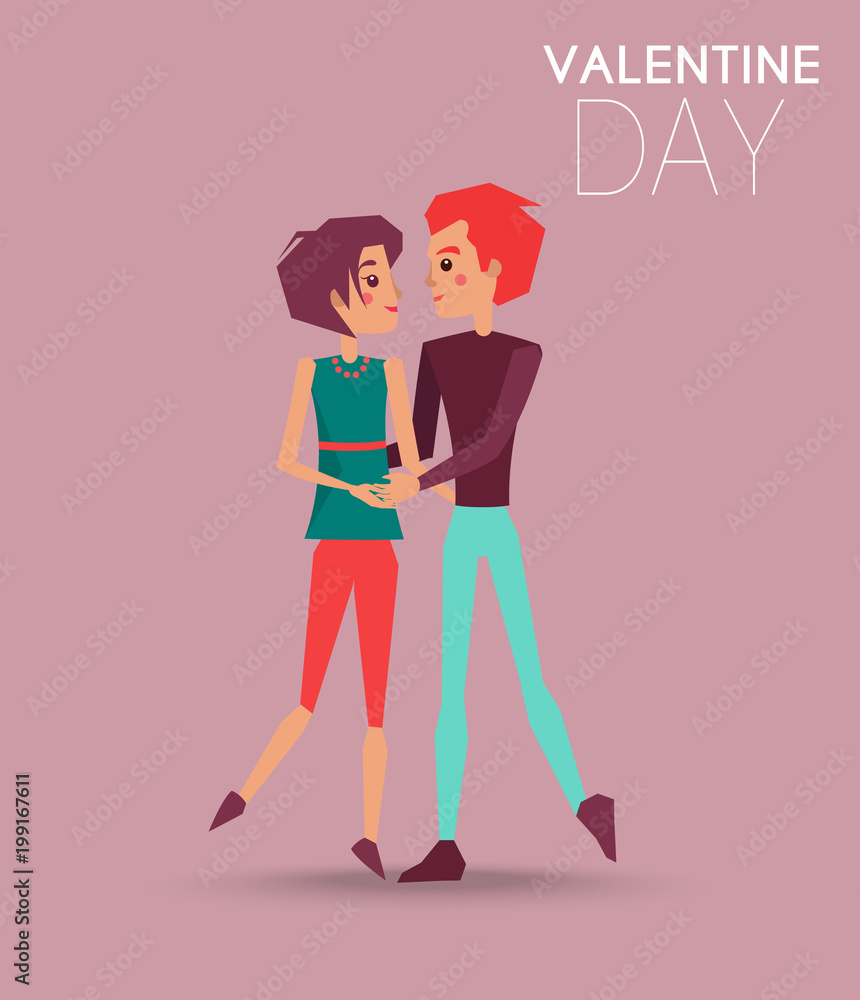 Valentine Day Poster with Dancing Couple Lovers