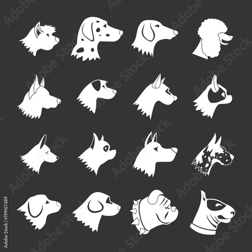 Dog Icons set grey vector