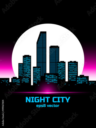 retro future style night city